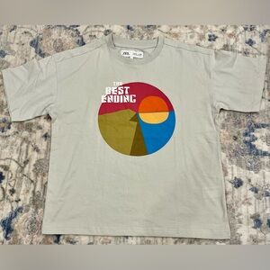 Zara Boys Graphic Grey T-Shirt with Colorful Circle Design NWT Size 8/9